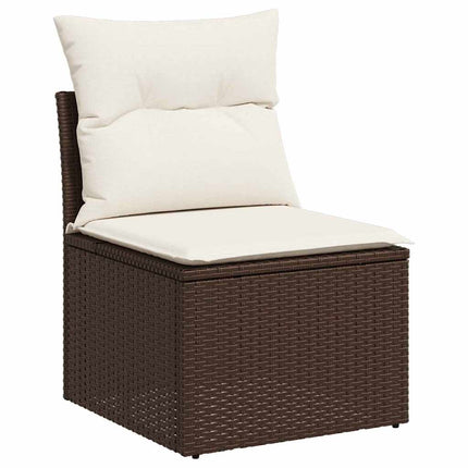 Trädgårdsoffset med kudde 6 pcs Brun konstrotting