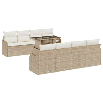 Trädgårdsoffset med kudde 7 pcs Beige konstrotting