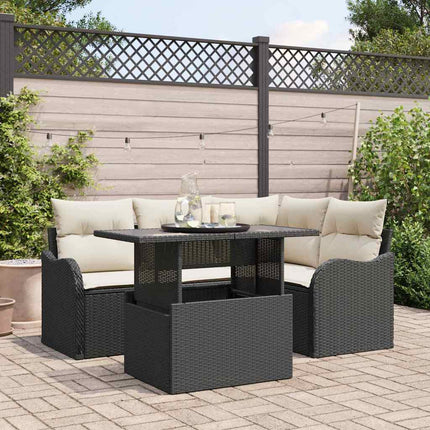 Utomhusmatbord 5 st Svart Poly rattan