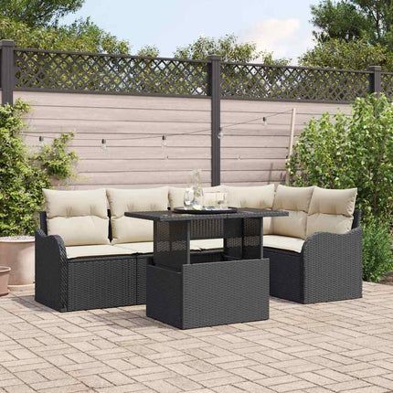 Matgrupp 6 st Svart Poly rattan