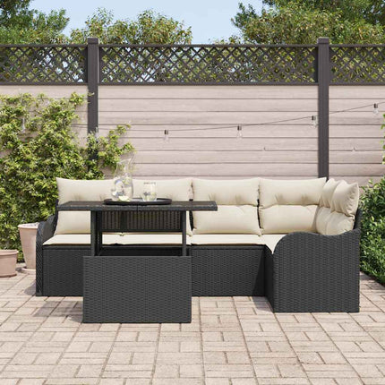 Matgrupp 6 st Svart Poly rattan