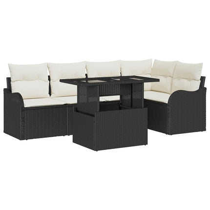 Matgrupp 6 st Svart Poly rattan