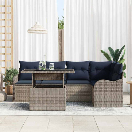 Matgrupp 6 st Grå Poly rattan