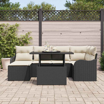 Trädgårdsoffset 7 st Svart Poly rattan