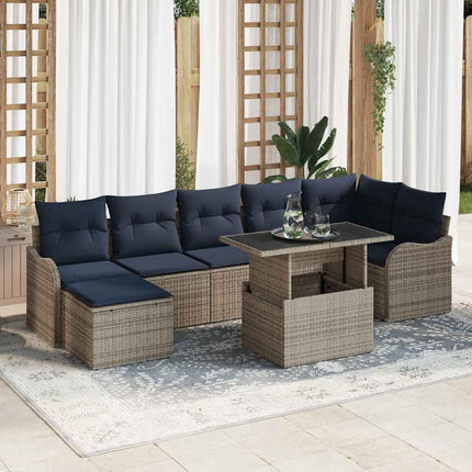 Trädgårdsoffset 8 st Grå Poly rattan