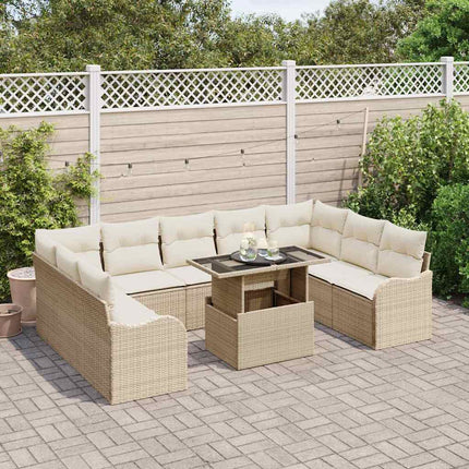 Trädgårdsoffset 10 st Beige Poly rattan