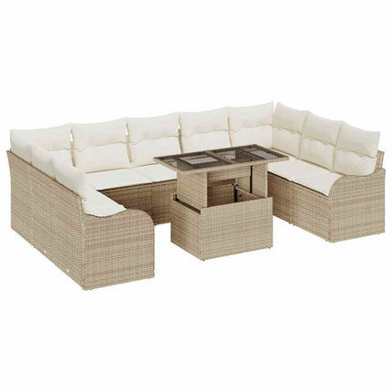 Trädgårdsoffset 10 st Beige Poly rattan