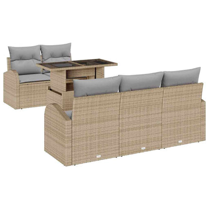 Trädgårdsoffset 6 st Beige konstrotting