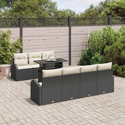 Trädgårdsoffset 8 st Svart Poly rattan