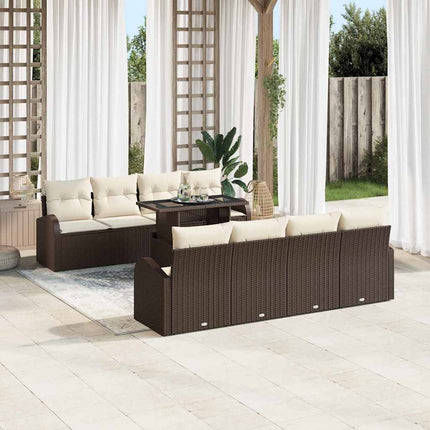 Trädgårdsoffset med kudde 7 pcs Brun Poly rattan