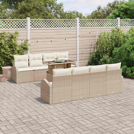 Trädgårdsoffset med kudde 7 pcs Beige Poly rattan