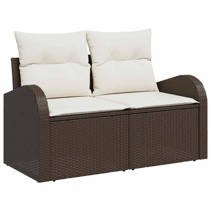 Trädgårdsoffset med kudde 6 pcs Brun konstrotting