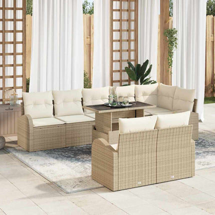 Trädgårdsoffset 9 pcs Beige och gräddfärgad konstrotting