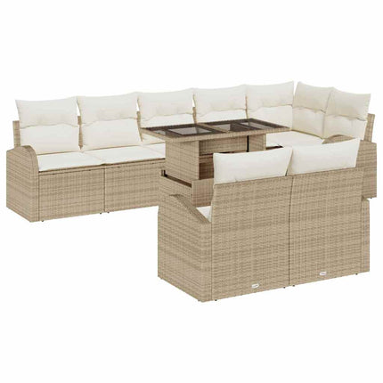 Trädgårdsoffset 9 pcs Beige och gräddfärgad konstrotting