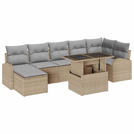 Trädgårdsoffset med kudde 8 pcs beige och ljusgrå