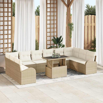 Trädgårdsoffset 11 pcs Beige och gräddfärgad konstrotting