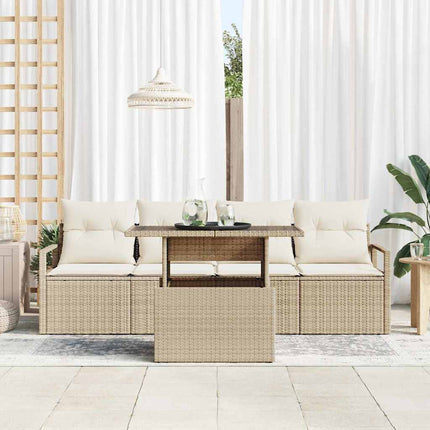 Trädgårdsoffset 5 st 4-Antal sittplatser Beige och gräddfärgad