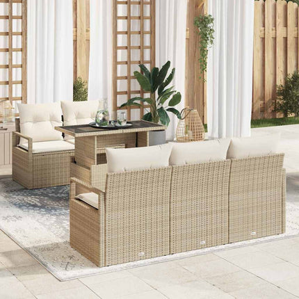 Trädgårdsoffset 6 st 5-Antal sittplatser Beige och gräddfärgad