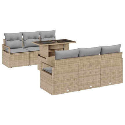 Trädgårdsoffset 7 st 6-Antal sittplatser Beige och Ljusgrå