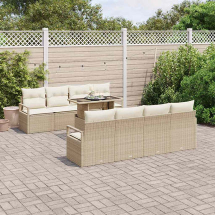 Trädgårdsoffset 7 pcs Beige och gräddfärgad konstrotting