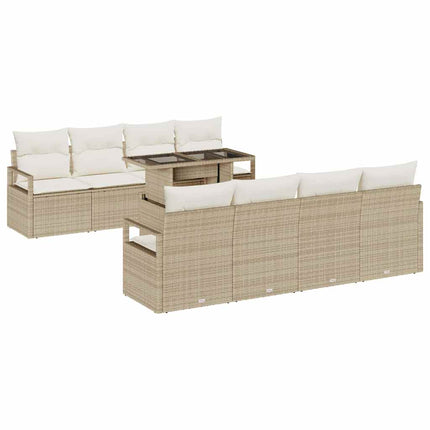 Trädgårdsoffset 9 st 6-Antal sittplatser Beige och gräddfärgad