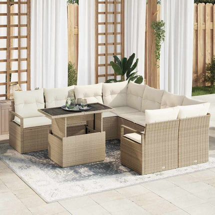 Trädgårdsoffset 9 pcs Beige och gräddfärgad konstrotting