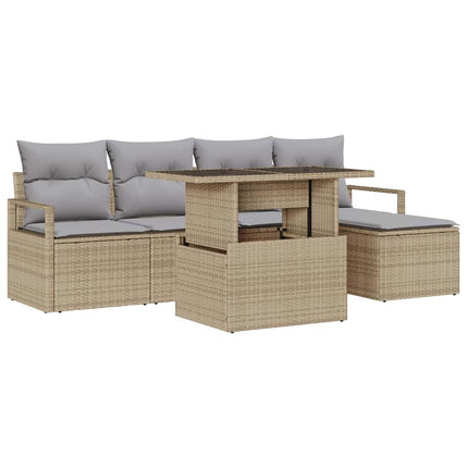 Trädgårdsoffset 6 st Beige och Ljusgrå konstrotting