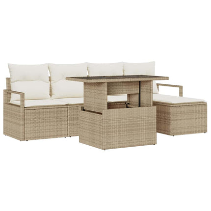 Trädgårdsoffset med kudde 6 pcs beige och gräddvit