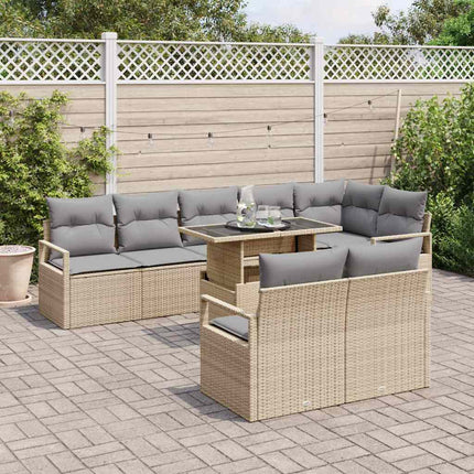 Trädgårdsoffset med kudde 9 pcs beige och ljusgrå konstrotting