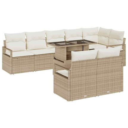 Trädgårdsoffset 9 pcs Beige och gräddfärgad konstrotting