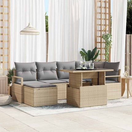 Trädgårdsoffset med kudde 7 pcs beige och ljusgrå