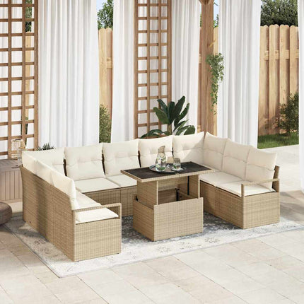Trädgårdsoffset 10 st 9-Antal sittplatser Beige och gräddfärgad