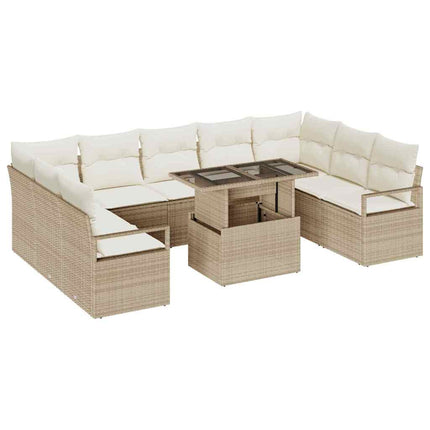 Trädgårdsoffset 10 st 9-Antal sittplatser Beige och gräddfärgad