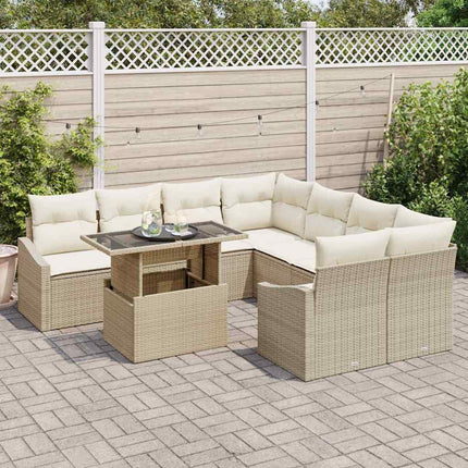 Trädgårdsoffset 9 pcs Beige och gräddfärgad konstrotting