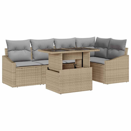 Trädgårdsoffset med kudde med lagring 6 pcs beige och ljusgrå