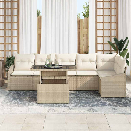 Trädgårdsoffset 7 pcs Beige och gräddfärgad konstrotting