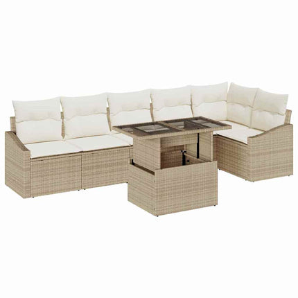 Trädgårdsoffset 7 pcs Beige och gräddfärgad konstrotting