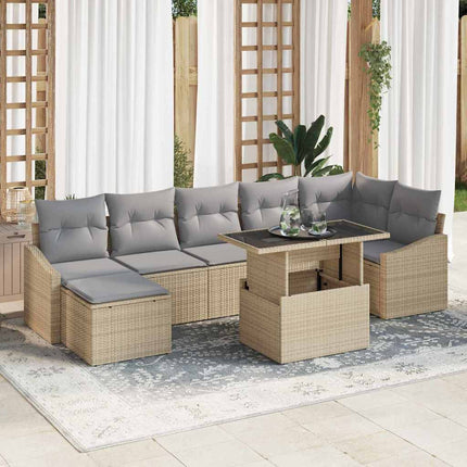 Trädgårdsoffset med kudde 8 pcs Beige och Ljusgrå konstrotting