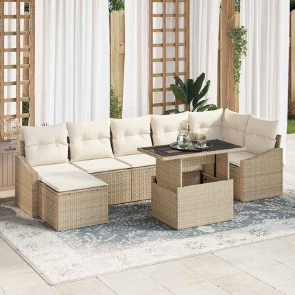 Trädgårdsoffset 8 pcs Beige och gräddfärgad konstrotting