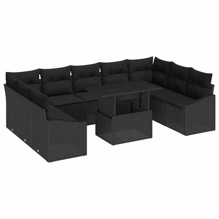 Soffset med kudde 10 pcs Svart konstrotting
