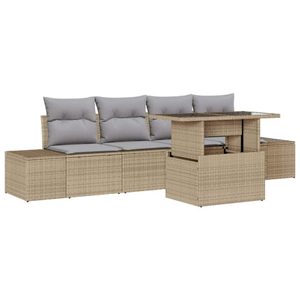 Soffset med kudde 5 pcs Beige och Ljusgrå konstrotting