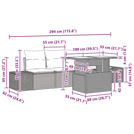 Soffset 5 st 4-Antal sittplatser Svart och blå konstrotting