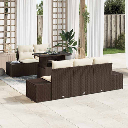 Soffset med kudde 6 pcs Brun och Kräm konstrotting