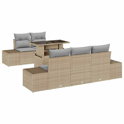 Soffset med kudde 6 pcs Beige och Ljusgrå konstrotting
