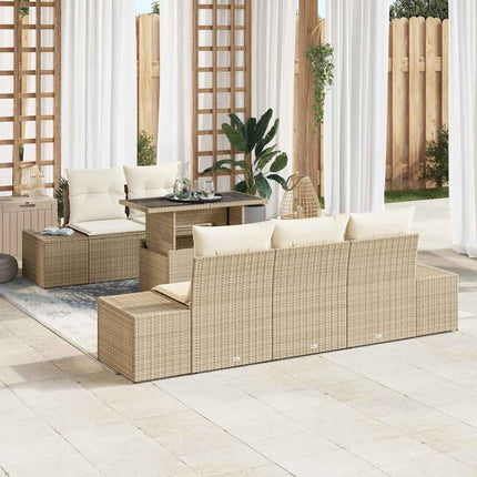 Soffset med kudde 6 pcs Beige och gräddfärgad konstrotting