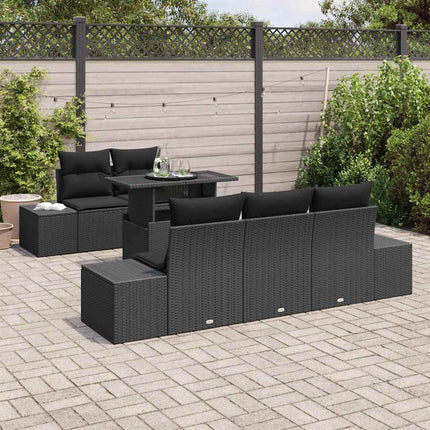 Soffset med kudde 6 pcs Svart konstrotting