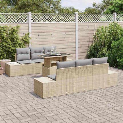 Soffset med kudde 7 pcs Beige och Ljusgrå konstrotting