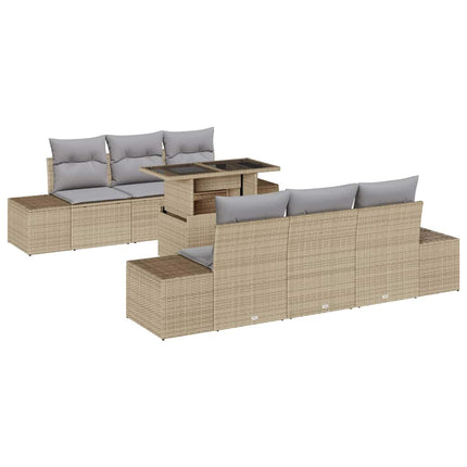 Soffset med kudde 7 pcs Beige och Ljusgrå konstrotting