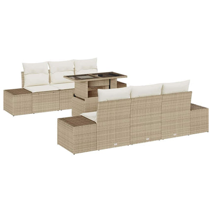 Soffset med kudde 7 pcs Beige och gräddfärgad konstrotting