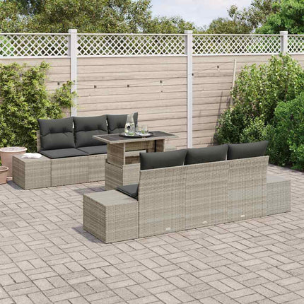 Soffset med kudde 7 pcs Ljusgrå konstrotting